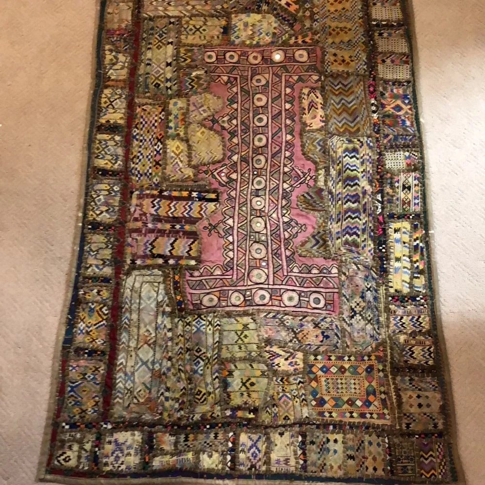Vintage patchwork mirror kilim tapestry Large handmade and gorgeous!